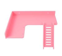 FUNOMOCYA Plataforma de Pie en Forma de L para Hámster, Rosa | Escalera para Jaula de Mascotas Pequeñas, Compuesto Madera-plástico, para Ejercicio y Juego