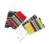 FUNOMOCYA Ponchos Mini para Botellas Cerveza Coloridos Tipo Serapes, 4 Piezas (Violeta, Rojo, Amarillo, Verde), Decoración Mexicana para Fiestas Cinco De Mayo y Ambiente Festivo Hogar