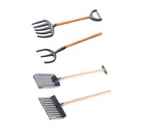 FUNOMOCYA Set de 4 Piezas Mini Herramientas Agrícolas para Casa de Muñecas, Pala y Rastrillos de Juguete, Accesorios de Jardinería y Decoración de Jardín Pequeño