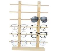 FUNOMOCYA Soporte Nivel de Madera de Gafas de Exhibición Doble | Fiesta Verano, para Presbicia y Miopía, Khaki, Instalación Sencilla y Portátil