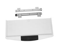 FUNOMOCYA Soporte Teclado Escritorio Ajustable con Bandeja Extraíble y Raíl Deslizante Resistente Incluye Portabolígrafos Integrado para Oficina y Compatible con Teclado Debajo Escritorio