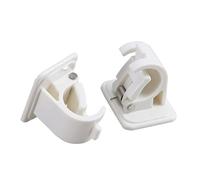 FUNOMOCYA Soportes para Barra De Cortina De Ducha Autoadhesivos, Ganchos Redondos Portacañas, Fácil Instalación Sin Taladro, Compatibles Barras Redondas, Adecuado Baño y Cortinas, Pack 2 Unidades