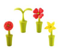 FUNOMOCYA Tapones para Botellas de Vino de Silicona Forma de Flor Set de 4 Unidades Rosa Girasol y Hoja Creativos y Reutilizables para Bares Fiestas y Hogar