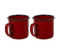 FUNOMOCYA Tazas de Café Diseño Retro Clásico de Hierro Rojo Juego de 2 Vintage Resistentes Oxidación y No se Dañan, Ideales Hogar