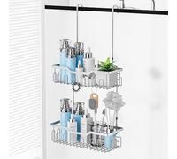 FUNPALA Shower Caddy Estanteria Baño sin Taladro,stanteria Ducha para Colgar, Organizador Baño, SUS304 Acero Inoxidable Sin Taladro Plata