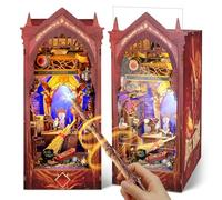 FUNPOLA 3D Puzzle de Madera Magic Academy Book Nook, Inserto de Estantería con Luces LED, Varita de Control Remoto, Maquetas para Construir para Adultos, Miniatura DIY (Academia Mágica)