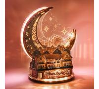 FUNPOLA LED 3D Puzzle Ciudad de la Luna, Maquetas para Construir Adulto y Puzzle de Madera 3D para Adultos, Decoración para el Hogar, Regalos para Niños y Adultos（Marrón）
