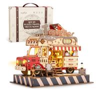 FUNPOLA Puzzle 3D de Madera camión de Viaje - Kit de camión de Aventuras en Miniatura Maquetas para Construir Adultos con Luces LED - Regalo Creativo para niños y Adultos (Viaje)