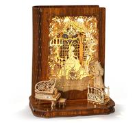 FUNPOLA Puzzle 3D de Madera La Bella y la Bestia con Luces LED - Lámpara Libro de Cuentos DIY, Maqueta de Puzzle 3D en Madera, Decoración del Hogar y Regalo Creativo para Adultos