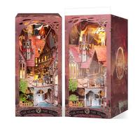 FUNPOLA Puzzle 3D de Madera Valle Mágico Book Nook Kit - Maquetas para Construir para Adultos, Inserto de estantería de Madera con Luces LED, Puzzle Miniatura para Regalo y decoración