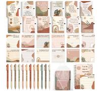 Funrous Juego de 36 unidades/12 cuadernos en espiral de gratitud con bolígrafos y calcomanías de afirmaciones, diario de aliento motivacional para mujeres, empleadas y adultos, juego de papelería para