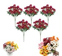Funsdecor Artificial Mums, Funsdecor Artificial Outdoor Sunset Mums Flowers That Look Real - UV Resistant, Waterproof, Windproof, Outdoor Fall Eucalyptus Flowers Plants For Decoration (5*05)