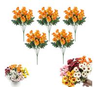 Funsdecor Artificial Mums, Funsdecor Artificial Outdoor Sunset Mums Flowers That Look Real - UV Resistant, Waterproof, Windproof, Outdoor Fall Eucalyptus Flowers Plants For Decoration (5*04)