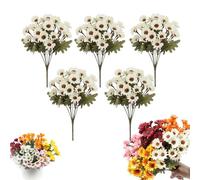Funsdecor Artificial Mums, Funsdecor Artificial Outdoor Sunset Mums Flowers That Look Real - UV Resistant, Waterproof, Windproof, Outdoor Fall Eucalyptus Flowers Plants For Decoration (5*06)