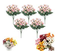 Funsdecor Artificial Mums, Funsdecor Artificial Outdoor Sunset Mums Flowers That Look Real - UV Resistant, Waterproof, Windproof, Outdoor Fall Eucalyptus Flowers Plants For Decoration (5*02)