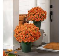 Funsdecor - Mamás artificiales de puesta de sol, flores artificiales para exteriores, madres artificiales realistas para exteriores, madres artificiales que se ven reales, margaritas falsas de otoño