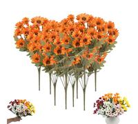 Funsdecor Mums, Artificial Mums For Outdoors, Waterproof & Windproof Faux Fall Flowers, Vibrant, Realistic & Low Maintenance, No Fading, for Outdoor Planters Porch Garden Patio (10 Bundle,#9)