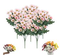 Funsdecor Mums, Artificial Mums For Outdoors, Waterproof & Windproof Faux Fall Flowers, Vibrant, Realistic & Low Maintenance, No Fading, for Outdoor Planters Porch Garden Patio (5 Bundle,#6)