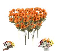Funsdecor Mums, Artificial Mums For Outdoors, Waterproof & Windproof Faux Fall Flowers, Vibrant, Realistic & Low Maintenance, No Fading, for Outdoor Planters Porch Garden Patio (5 Bundle,#9)