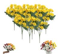 Funsdecor Mums, Artificial Mums For Outdoors, Waterproof & Windproof Faux Fall Flowers, Vibrant, Realistic & Low Maintenance, No Fading, for Outdoor Planters Porch Garden Patio (10 Bundle,#5)