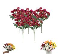 Funsdecor Mums, Artificial Mums For Outdoors, Waterproof & Windproof Faux Fall Flowers, Vibrant, Realistic & Low Maintenance, No Fading, for Outdoor Planters Porch Garden Patio (5 Bundle,#2)