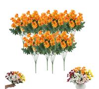 Funsdecor Mums, Artificial Mums For Outdoors, Waterproof & Windproof Faux Fall Flowers, Vibrant, Realistic & Low Maintenance, No Fading, for Outdoor Planters Porch Garden Patio (10 Bundle,#3)