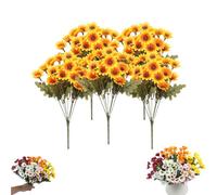 Funsdecor Mums, Artificial Mums For Outdoors, Waterproof & Windproof Faux Fall Flowers, Vibrant, Realistic & Low Maintenance, No Fading, for Outdoor Planters Porch Garden Patio (5 Bundle,#1)