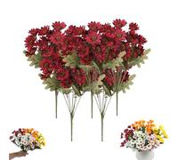 Funsdecor Mums, Artificial Mums For Outdoors, Waterproof & Windproof Faux Fall Flowers, Vibrant, Realistic & Low Maintenance, No Fading, for Outdoor Planters Porch Garden Patio (5 Bundle,#10)