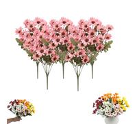 Funsdecor Mums, Artificial Mums For Outdoors, Waterproof & Windproof Faux Fall Flowers, Vibrant, Realistic & Low Maintenance, No Fading, for Outdoor Planters Porch Garden Patio (5 Bundle,#4)