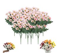 Funsdecor Mums, Artificial Mums For Outdoors, Waterproof & Windproof Faux Fall Flowers, Vibrant, Realistic & Low Maintenance, No Fading, for Outdoor Planters Porch Garden Patio (10 Bundle,#6)
