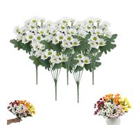 Funsdecor Mums, Artificial Mums For Outdoors, Waterproof & Windproof Faux Fall Flowers, Vibrant, Realistic & Low Maintenance, No Fading, for Outdoor Planters Porch Garden Patio (5 Bundle,#7)