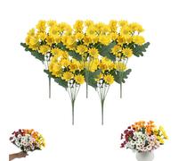 Funsdecor Mums, Artificial Mums For Outdoors, Waterproof & Windproof Faux Fall Flowers, Vibrant, Realistic & Low Maintenance, No Fading, for Outdoor Planters Porch Garden Patio (5 Bundle,#5)