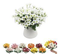 Funsdecor Mums, Funsdecor Artificial Mums, Artificial Outdoor Sunset Mums Flowers - UV Resistant, Waterproof, Windproof, Never Faded, for Garden, Porch, Home Decor (White-a,20pcs)