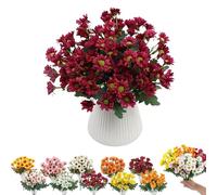 Funsdecor Mums, Funsdecor Artificial Mums, Artificial Outdoor Sunset Mums Flowers - UV Resistant, Waterproof, Windproof, Never Faded, for Garden, Porch, Home Decor (Red-a,20pcs)