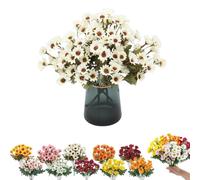 Funsdecor Mums, Funsdecor Artificial Mums, Artificial Outdoor Sunset Mums Flowers - UV Resistant, Waterproof, Windproof, Never Faded, for Garden, Porch, Home Decor (White-b,20pcs)