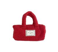 FUNSEED Bolso redondo pequeño retro para mujer, bolso cilíndrico, diseño de bloques de color, perfecto para picnics y transporte diario, Rojo