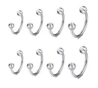 Funseedrr 8pcs 16G Herradura Aro Nariz Labio Perforación Cartílago Hélix Septo Anillo Conjunto de Acero Quirúrgico 1.2mm Nariz Labio Pendiente Piercing Joyería 6-12mm