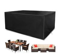 Funshot Funda impermeable para muebles de jardín, 240 x 140 x 90 cm, funda para mesa de jardín al aire libre, para mesa y silla, resistente al viento, anti-UV, tela Oxford 420D, funda rectangular para
