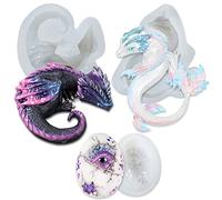 FUNSHOWCASE Dragon Molde de silicona para fondant, hormigón cemento, arcilla polimérica, 7,6 cm de ancho, 3559-3561
