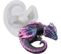 FUNSHOWCASE Fire Dragon Asleep - Molde de silicona de resina epoxi para decoración de pasteles de fondant, hormigón, cemento, arcilla polimérica, alrededor de 4 pulgadas