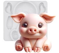 FUNSHOWCASE Molde de silicona para fondant, diseño de cerdo de granja, 2.9 pulgadas de alto