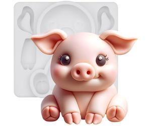 FUNSHOWCASE Molde de silicona para fondant, diseño de cerdo de granja, 2.9 pulgadas de alto