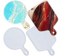 FUNSHOWCASE Moldes de silicona de resina epoxi con asas para bandeja de servir, plato, cemento, arcilla polimérica, rectangular y redonda, tamaño grande de 12 pulgadas