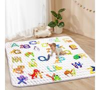 Funsland Alfombra Bebe Acolchada Plegable, 200x180 cm Antideslizante Algodón Alfombras de Gateo, Impermeable Alfombra de Juegos Bebe, Letras Animal Tapete de Actividades Bebe para 1 2 3 Años