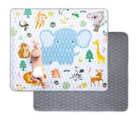 Funsland Alfombra Bebe Acolchada Plegable, Antideslizante Algodón Alfombras de Gateo, 180x150 cm Mat Suelo para Bebe para Jugar en Casa, Tapete de Actividades Bebe para1 2 3 Años, Animales Patrón