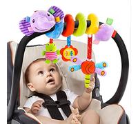 Funsland Espiral Carro Bebe Juguetes - Juguete Colgante Espiral Actividades con Sonajero, Juguetes Recien Nacido 0 3 6 12 Meses, Peluches para Bebes Niños y Niñas Regalos Originales, Morado Elefante