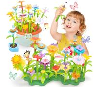Funsland Juguetes Niña 3 Años, 2-En-1 Caja de Almacenamiento, 123 PCS Juguetes de Construcción para Jardín de Flores, Montessori Cumpleaños Educativos Regalo Juegos para Niñas de 3+ Años
