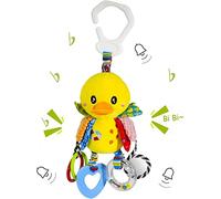 Funsland Juguetes para Cochecito, Juguetes Colgantes para Bebés con Mordedor, Juguetes con Clip, Juguetes de Peluche Suave para Bebés para Niños y Niñas de 3 a 12 Meses