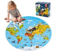 Funsland Puzzle Niños 3 4 5 6 7 Años, 70 Piezas Puzzle del Mundo para Niños, Puzzles Infantiles de Cartón, Puzle Juguetes Bebes Montessori Educativos Regalos Rompecabezas