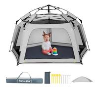 Funsland Tipi Tienda de Princesa 3 4 5 6 Años - Carpa de Campamento de Playa Automática, Pop Up Tipi Niños, Carpa Bebes Castillo de Interior y Exterior Casa Juego Regalo Juguetes para Niños, Gris